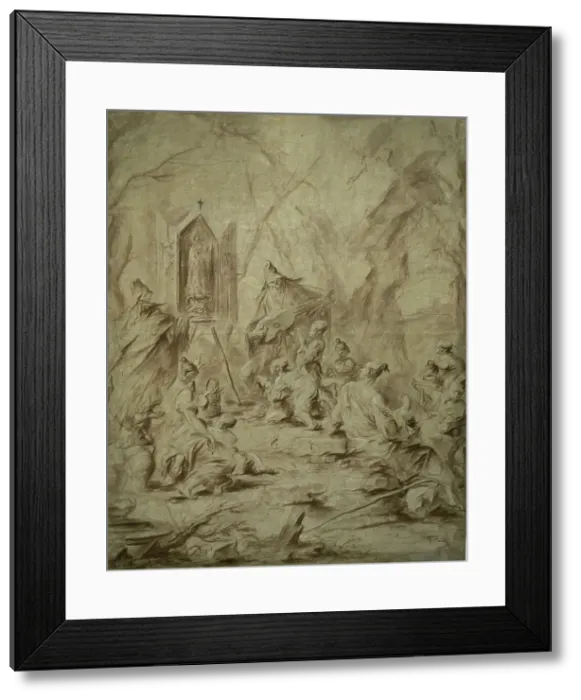 Framed Print : Ballad Singer at a Shrine of the Virgin, 1720 / 25. Creator: Alessandro Magnasco Framed Print : Ballad Singer at a Shrine of the Virgin, 1720 / 25. Creator: Alessandro Magnasco