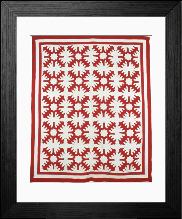 Framed Print : Bedcover (Star and Oak Leave Motif), Wisconsin, 1880's. Creator: Unknown Framed Print : Bedcover (Star and Oak Leave Motif), Wisconsin, 1880's. Creator: Unknown