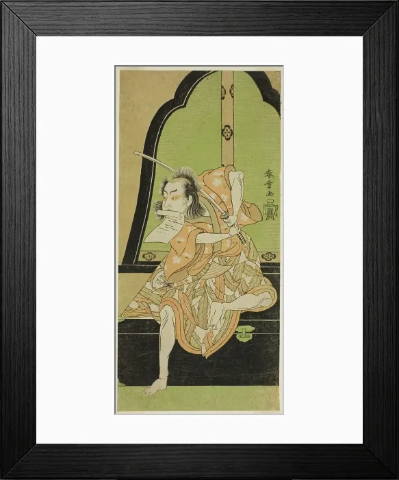 Framed Print : The Actor Onoe Kikugoro I as Ukishima Danjo (?) in the Play Shinasadame Soma no Mombi... c. 1770. Creator: Shunsho Framed Print : The Actor Onoe Kikugoro I as Ukishima Danjo (?) in the Play Shinasadame Soma no Mombi... c. 1770. Creator: Shunsho