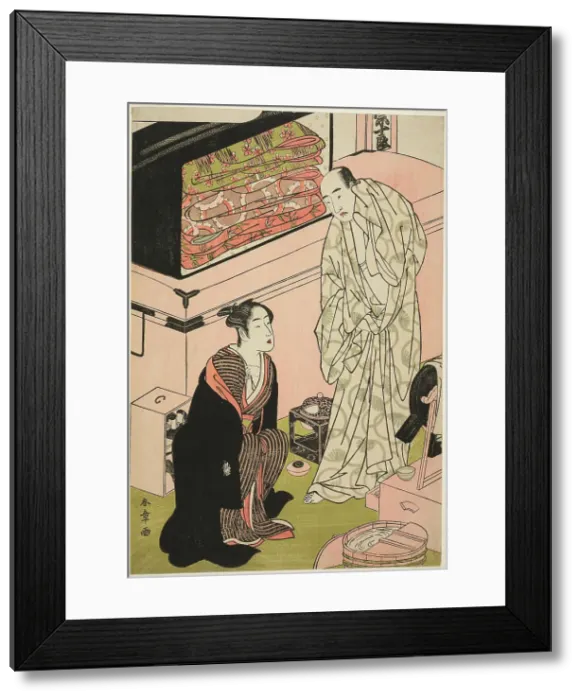 Framed Print : The Actor Sawamura Sojuro III (right), in His Dressing Room in Conversation with the... c. 1780 / 83. Creator: Shunsho Framed Print : The Actor Sawamura Sojuro III (right), in His Dressing Room in Conversation with the... c. 1780 / 83. Creator: Shunsho