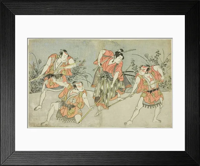 Framed Print : The Actors Nakamura Kashiwagi as a Wakashu (second from right), and Three... Japan, c. 1772. Creator: Shunsho Framed Print : The Actors Nakamura Kashiwagi as a Wakashu (second from right), and Three... Japan, c. 1772. Creator: Shunsho