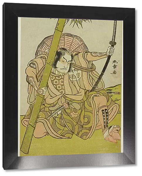 The Actor Otani Hiroji III as the Guard Kuriu Zaemon Yorikata in the Play Azuma no Mori... c. 1779. Creator: Shunsho