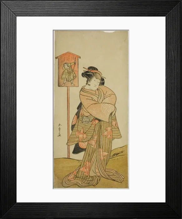 Framed Print : The Actor Yamashita Kinsaku II as Lady Manko (Manko Gozen) (?) in the Play Hatsumombi... c. 1780. Creator: Shunsho Framed Print : The Actor Yamashita Kinsaku II as Lady Manko (Manko Gozen) (?) in the Play Hatsumombi... c. 1780. Creator: Shunsho