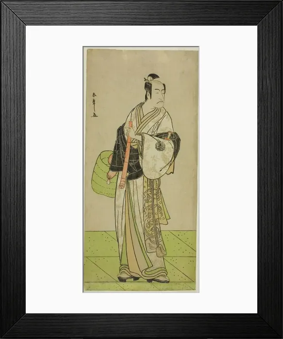 Framed Print : The Actor Ichikawa Ebizo as Kudo Suketsune Disguised as a Komuso in the Play Waka... c. 1792. Creator: Shunsho Framed Print : The Actor Ichikawa Ebizo as Kudo Suketsune Disguised as a Komuso in the Play Waka... c. 1792. Creator: Shunsho