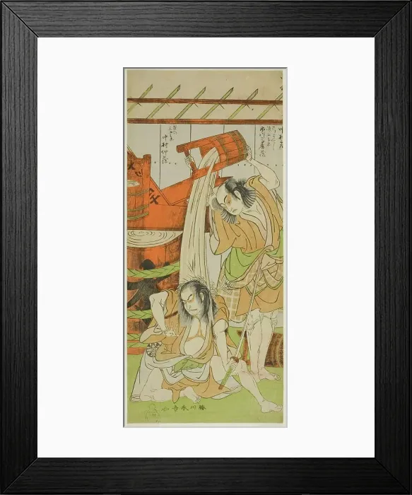 Framed Print : The Actors Ichikawa Komazo II as Satsuma Gengobei (right), and Nakamura Nakazo I... c. 1771. Creator: Shunsho Framed Print : The Actors Ichikawa Komazo II as Satsuma Gengobei (right), and Nakamura Nakazo I... c. 1771. Creator: Shunsho