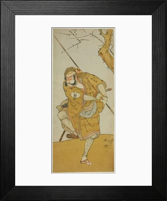Framed Print : The Actor Onoe Matsusuke I as Kobayashi no Asahina Disguised as a Bird-Catcher in the... c. 1773. Creator: Shunsho Framed Print : The Actor Onoe Matsusuke I as Kobayashi no Asahina Disguised as a Bird-Catcher in the... c. 1773. Creator: Shunsho