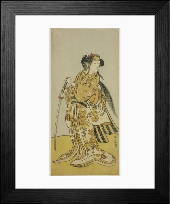 Framed Print : The Actor Onoe Tamizo I as Kureha (?) in the Play Shusse Taiheiki (?), Performed at the... c. 1775. Creator: Shunsho Framed Print : The Actor Onoe Tamizo I as Kureha (?) in the Play Shusse Taiheiki (?), Performed at the... c. 1775. Creator: Shunsho