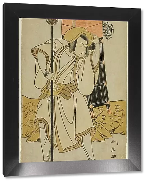 The Actor Ichikawa Danjuro V as Moriya no Daijin Disguised as Rokuju-rokubu in the Play... c. 1773. Creator: Shunsho