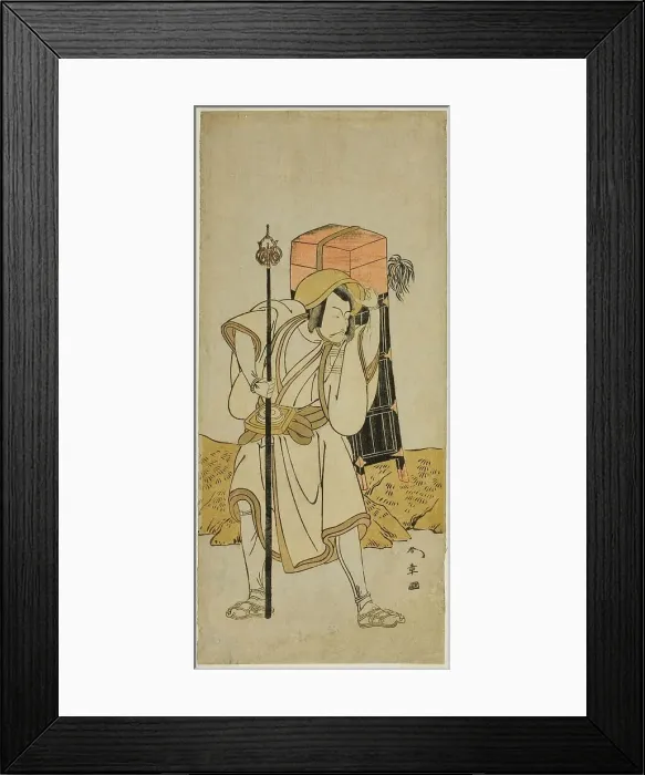 Framed Print : The Actor Ichikawa Danjuro V as Moriya no Daijin Disguised as Rokuju-rokubu in the Play... c. 1773. Creator: Shunsho Framed Print : The Actor Ichikawa Danjuro V as Moriya no Daijin Disguised as Rokuju-rokubu in the Play... c. 1773. Creator: Shunsho