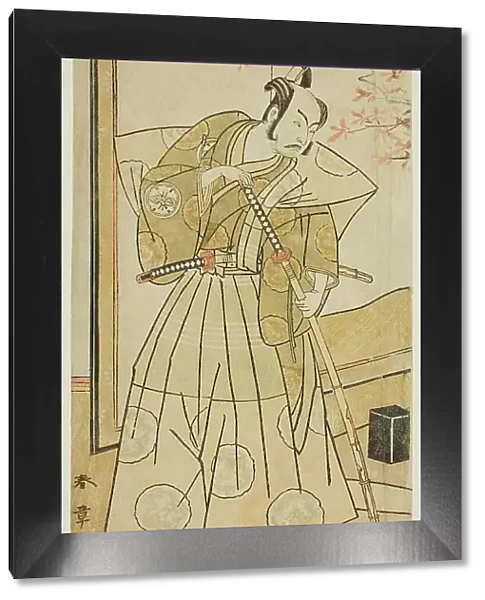The Actor Nakamura Juzo II as Akita Jonosuke in the Play Onna Aruji Hatsuyuki no Sekai... c. 1773. Creator: Shunsho