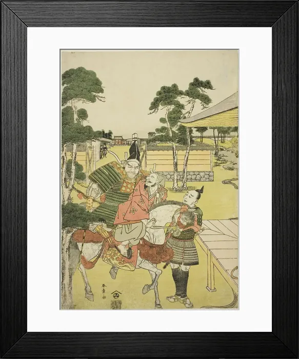 Framed Print : Musashibo Benkei Brings the Captured Tosabo Shoshun to Yoshitsune in the Play Horikawa...c. 1782. Creator: Shunsho Framed Print : Musashibo Benkei Brings the Captured Tosabo Shoshun to Yoshitsune in the Play Horikawa...c. 1782. Creator: Shunsho