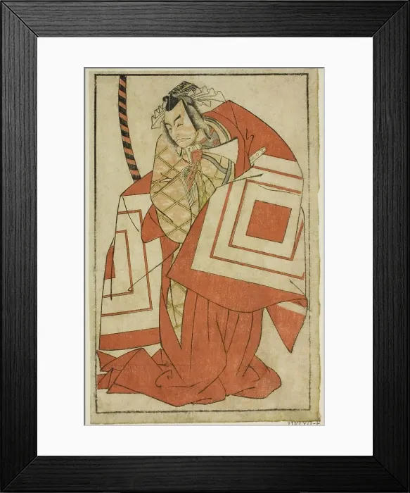 Framed Print : The Actor Ichikawa Danjuro V as Watanabe Kiou Takiguchi (?) in the Play Nue no Mori... c. 1770. Creator: Shunsho
