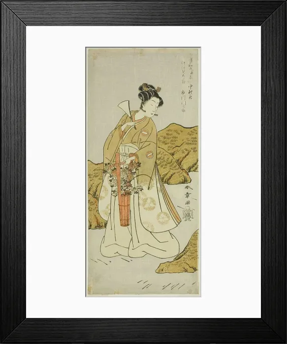 Framed Print : The Actor Ichikawa Monnosuke II as Shira-giku, a Temple Page, In the Play Haru wa Soga... c. 1772. Creator: Shunsho Framed Print : The Actor Ichikawa Monnosuke II as Shira-giku, a Temple Page, In the Play Haru wa Soga... c. 1772. Creator: Shunsho