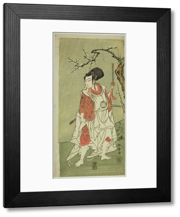 Framed Print : The Actor Arashi Sangoro II as Sakura-maru in the Play Sugawara Denju Tenarai Kagami... c. 1772. Creator: Shunsho Framed Print : The Actor Arashi Sangoro II as Sakura-maru in the Play Sugawara Denju Tenarai Kagami... c. 1772. Creator: Shunsho