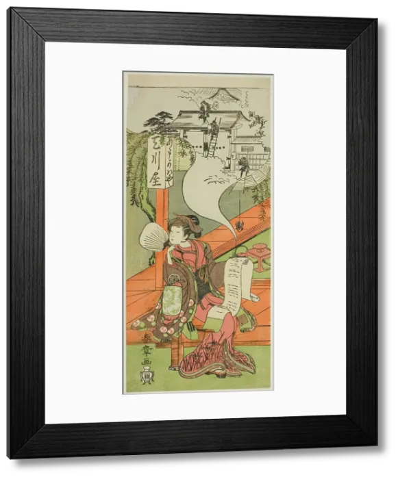 Framed Print : The Actor Yamashita Kinsaku II as Oishi (?) or Osono (?) in the Play Kanadehon... c. 1771. Creator: Shunsho Framed Print : The Actor Yamashita Kinsaku II as Oishi (?) or Osono (?) in the Play Kanadehon... c. 1771. Creator: Shunsho
