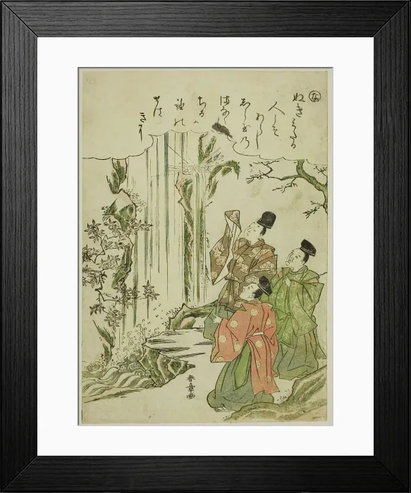 Framed Print : Na: Nunobiki Waterfall, from the series Tales of Ise in Fashionable Brocade Pictures... c1772 / 73. Creator: Shunsho. Na: Nunobiki Waterfall, from the series Tales of Ise in Fashionable Brocade Pictures... c1772 / 73. Creator: Shunsho Framed Print : Na: Nunobiki Waterfall, from the series Tales of Ise in Fashionable Brocade Pictures... c1772 / 73. Creator: Shunsho. Na: Nunobiki Waterfall, from the series Tales of Ise in Fashionable Brocade Pictures... c1772 / 73. Creator: Shunsho
