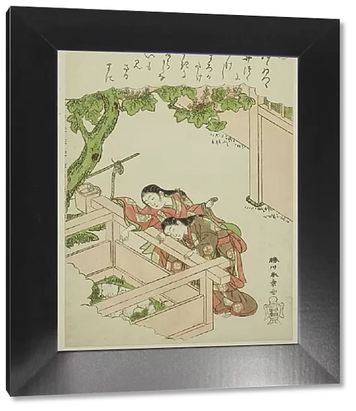 Ri: The Well Curb, from the series 'Tales of Ise in Fashionable Brocade Pictures (Furyu...c.1772 / 73. Creator: Shunsho. Ri: The Well Curb, from the series 'Tales of Ise in Fashionable Brocade Pictures (Furyu...c.1772 / 73. Creator: Shunsho)