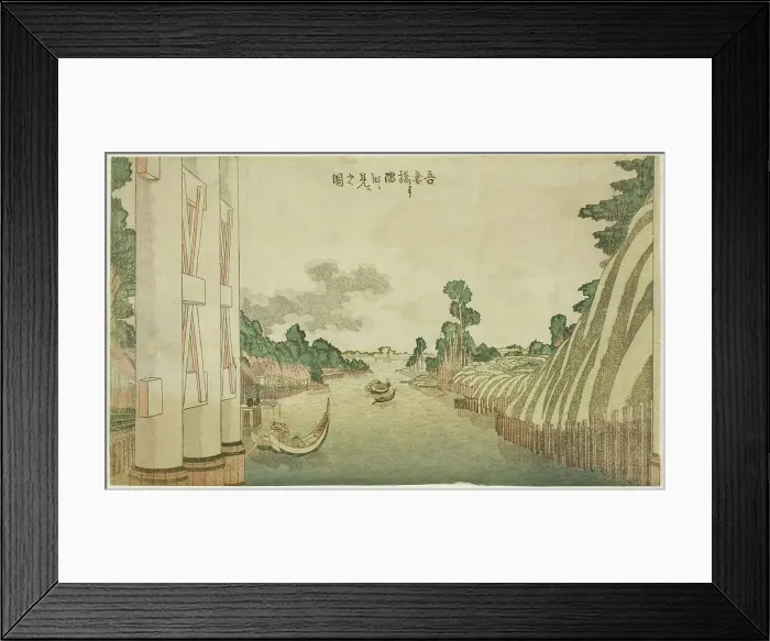 Framed Print : Sumida River seen from Azuma Bridge (Azumabashi yori Sumida wo miru no zu), from a group, c.1800 / 05. Creator: Hokusai