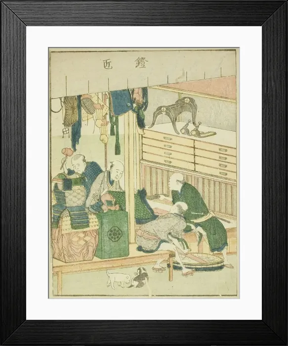 Framed Print : Armorer (Yoroi takumi), from the illustrated book Picture Book of the Amusements of the... c.1802. Creator: Hokusai. Armorer (Yoroi takumi), from the illustrated book Picture Book of the Amusements of the... c.1802. Creator: Hokusai Framed Print : Armorer (Yoroi takumi), from the illustrated book Picture Book of the Amusements of the... c.1802. Creator: Hokusai. Armorer (Yoroi takumi), from the illustrated book Picture Book of the Amusements of the... c.1802. Creator: Hokusai