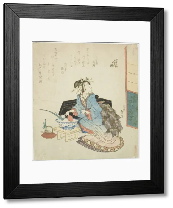Framed Print : Geisha looking up at a cuckoo, from the series Five Annual Festivals for the Katsushika... 1822. Creator: Katsushika Taito. Geisha looking up at a cuckoo, from the series Five Annual Festivals for the Katsushika... 1822 Framed Print : Geisha looking up at a cuckoo, from the series Five Annual Festivals for the Katsushika... 1822. Creator: Katsushika Taito. Geisha looking up at a cuckoo, from the series Five Annual Festivals for the Katsushika... 1822