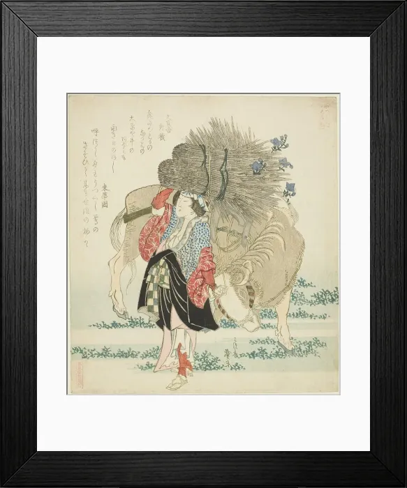 Framed Print : A woman from Ohara leading an ox, from the series Five Annual Festivals for the Katsushika...1822. Creator: Katsushika Taito. A woman from Ohara leading an ox, from the series Five Annual Festivals for the Katsushika...1822 Framed Print : A woman from Ohara leading an ox, from the series Five Annual Festivals for the Katsushika...1822. Creator: Katsushika Taito. A woman from Ohara leading an ox, from the series Five Annual Festivals for the Katsushika...1822