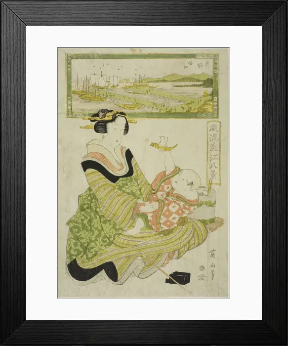 Framed Print : Returning Sails at Yabase (Yabase kihan), from the series Fashionable Eight Views of... c.1814 / 17. Creator: Kikukawa Eizan. Returning Sails at Yabase (Yabase kihan), from the series Fashionable Eight Views of... c.1814 / 17 Framed Print : Returning Sails at Yabase (Yabase kihan), from the series Fashionable Eight Views of... c.1814 / 17. Creator: Kikukawa Eizan. Returning Sails at Yabase (Yabase kihan), from the series Fashionable Eight Views of... c.1814 / 17