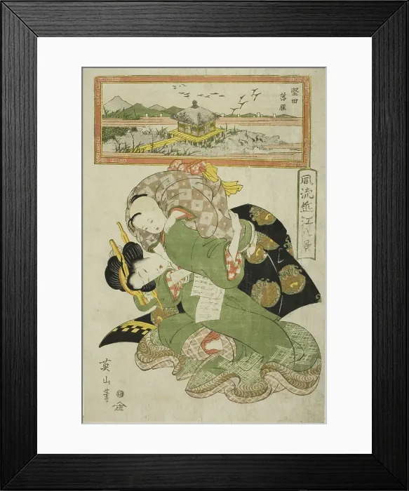 Framed Print : Descending Geese at Katada (Katada rakugan), from the series Fashionable Eight Views... c.1814 / 17. Creator: Kikukawa Eizan. Descending Geese at Katada (Katada rakugan), from the series Fashionable Eight Views... c.1814 / 17 Framed Print : Descending Geese at Katada (Katada rakugan), from the series Fashionable Eight Views... c.1814 / 17. Creator: Kikukawa Eizan. Descending Geese at Katada (Katada rakugan), from the series Fashionable Eight Views... c.1814 / 17