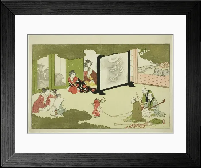 Framed Print : Performance of a Trained Monkey, from an illustrated poetry anthology entitled The Young... 1789. Creator: Kitagawa Utamaro. Performance of a Trained Monkey, from an illustrated poetry anthology entitled The Young... 1789 Framed Print : Performance of a Trained Monkey, from an illustrated poetry anthology entitled The Young... 1789. Creator: Kitagawa Utamaro. Performance of a Trained Monkey, from an illustrated poetry anthology entitled The Young... 1789