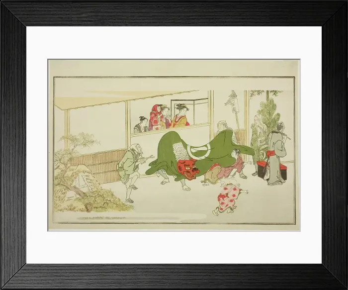 Framed Print : New Year Street-Performers, from the illustrated kyoka anthology The Young God... New Year, 1789. Creator: Kitagawa Utamaro. New Year Street-Performers, from the illustrated kyoka anthology The Young God... New Year, 1789 Framed Print : New Year Street-Performers, from the illustrated kyoka anthology The Young God... New Year, 1789. Creator: Kitagawa Utamaro. New Year Street-Performers, from the illustrated kyoka anthology The Young God... New Year, 1789