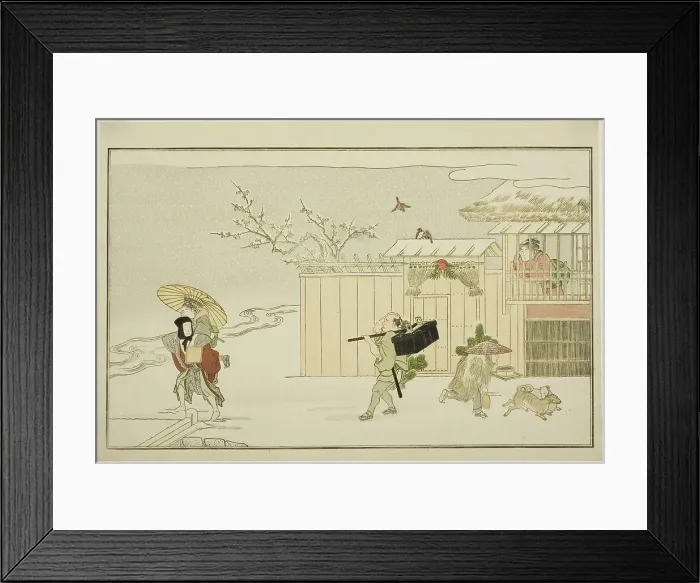 Framed Print : Delivering New Year Gifts in the Snow, from the illustrated kyoka anthology The Young God... 1789. Creator: Kitagawa Utamaro. Delivering New Year Gifts in the Snow, from the illustrated kyoka anthology The Young God... 1789 Framed Print : Delivering New Year Gifts in the Snow, from the illustrated kyoka anthology The Young God... 1789. Creator: Kitagawa Utamaro. Delivering New Year Gifts in the Snow, from the illustrated kyoka anthology The Young God... 1789