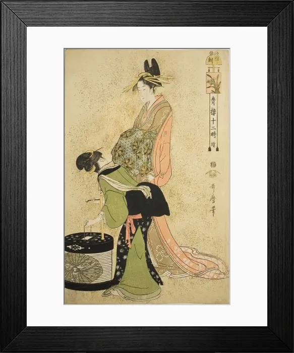 Framed Print : Hour of the Cock (Tori no koku), from the series Twelve Hours in Yoshiwara... Japan, c. 1794. Creator: Kitagawa Utamaro. Hour of the Cock (Tori no koku), from the series Twelve Hours in Yoshiwara... Japan, c. 1794 Framed Print : Hour of the Cock (Tori no koku), from the series Twelve Hours in Yoshiwara... Japan, c. 1794. Creator: Kitagawa Utamaro. Hour of the Cock (Tori no koku), from the series Twelve Hours in Yoshiwara... Japan, c. 1794