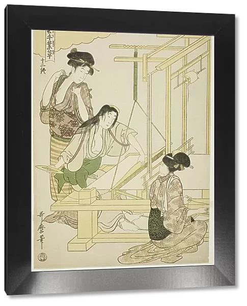 No. 12 (juni), from the series 'Women Engaged in the Sericulture Industry (Joshoku... c. 1798 / 1800. Creator: Kitagawa Utamaro. No. 12 (juni), from the series 'Women Engaged in the Sericulture Industry (Joshoku... c. 1798 / 1800)