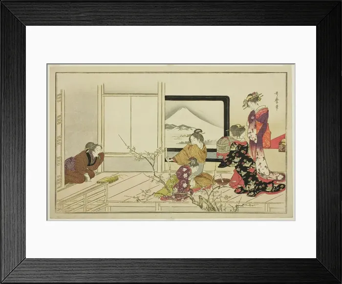 Framed Print : Preparing Food for a Nightingale, from the illustrated kyoka anthology Men's Stamping... 1798. Creator: Kitagawa Utamaro. Preparing Food for a Nightingale, from the illustrated kyoka anthology Men's Stamping... 1798 Framed Print : Preparing Food for a Nightingale, from the illustrated kyoka anthology Men's Stamping... 1798. Creator: Kitagawa Utamaro. Preparing Food for a Nightingale, from the illustrated kyoka anthology Men's Stamping... 1798