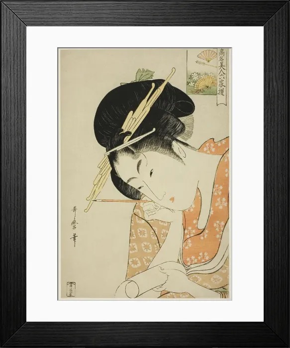 Framed Print : Hanaogi of the Ogiya, from the series Renowned Beauties Likened to the Six Immortal... c. 1795 / 96. Creator: Kitagawa Utamaro. Hanaogi of the Ogiya, from the series Renowned Beauties Likened to the Six Immortal... c. 1795 / 96 Framed Print : Hanaogi of the Ogiya, from the series Renowned Beauties Likened to the Six Immortal... c. 1795 / 96. Creator: Kitagawa Utamaro. Hanaogi of the Ogiya, from the series Renowned Beauties Likened to the Six Immortal... c. 1795 / 96