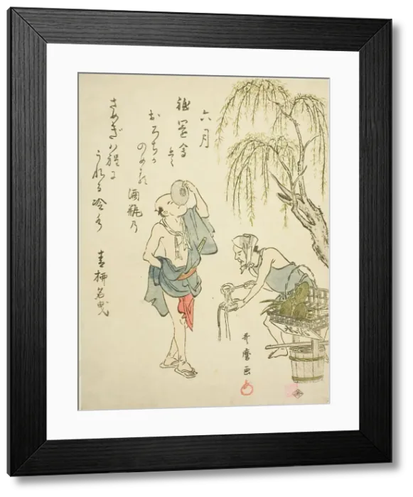 Framed Print : The Sixth Month (Rokugatsu), from an untitled series of genre scenes in the twelve... c. 1792 / 93. Creator: Kitagawa Utamaro Framed Print : The Sixth Month (Rokugatsu), from an untitled series of genre scenes in the twelve... c. 1792 / 93. Creator: Kitagawa Utamaro
