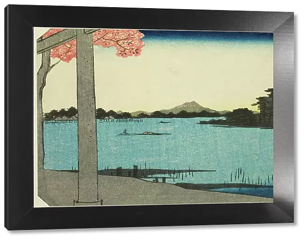 Suijin Woods and the Shrine at Massaki (Suijin no mori, Massaki yashiro), section of a she... 1857. Creator: Ando Hiroshige