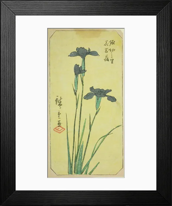 Framed Print : Iris at Horikiri Village (Horikiri no sato hanashobu), section of a sheet from the series... 1857. Creator: Ando Hiroshige Framed Print : Iris at Horikiri Village (Horikiri no sato hanashobu), section of a sheet from the series... 1857. Creator: Ando Hiroshige