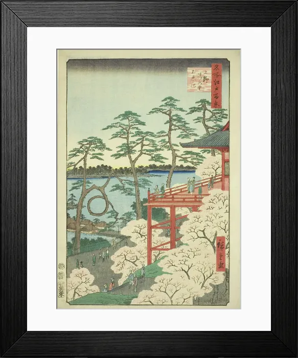 Framed Print : Kiyomizu Hall and Shinobazu Pond at Ueno (Ueno Kiyomizudo Shinobazu no ike), from the seri... 1856. Creator: Ando Hiroshige Framed Print : Kiyomizu Hall and Shinobazu Pond at Ueno (Ueno Kiyomizudo Shinobazu no ike), from the seri... 1856. Creator: Ando Hiroshige