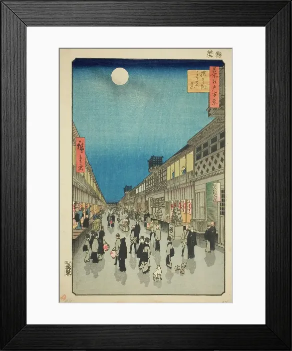 Framed Print : Night View of Saruwaka-machi (Saruwaka-machi yoru no kei), from the series One Hundred... 1856. Creator: Ando Hiroshige. Night View of Saruwaka-machi (Saruwaka-machi yoru no kei), from the series One Hundred... 1856. Creator: Ando Hiroshige Framed Print : Night View of Saruwaka-machi (Saruwaka-machi yoru no kei), from the series One Hundred... 1856. Creator: Ando Hiroshige. Night View of Saruwaka-machi (Saruwaka-machi yoru no kei), from the series One Hundred... 1856. Creator: Ando Hiroshige