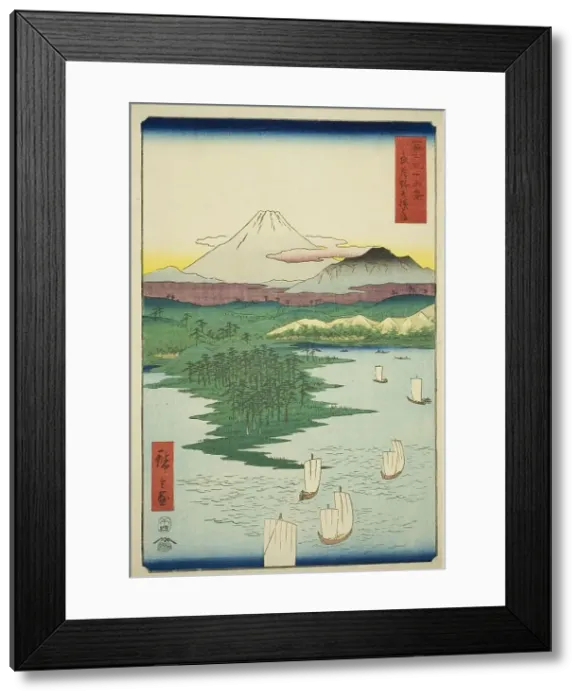 Framed Print : Yokohama at Noge in Musashi Province (Musashi Noge Yokohama), from the series... 1858. Creator: Ando Hiroshige Framed Print : Yokohama at Noge in Musashi Province (Musashi Noge Yokohama), from the series... 1858. Creator: Ando Hiroshige