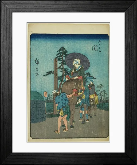 Framed Print : Seki, from the series Fifty-three Stations [of the Tokaido] (Gojusan tsugi), also known... 1852. Creator: Ando Hiroshige. Seki, from the series Fifty-three Stations [of the Tokaido] (Gojusan tsugi), also known... 1852