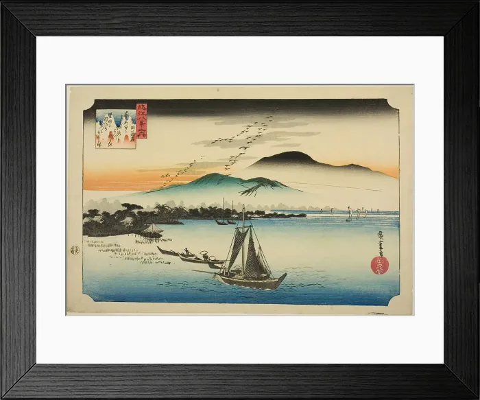Framed Print : Descending Geese at Katada (Katada rakugan), from the series Eight Views of Omi... c. 1834. Creator: Ando Hiroshige. Descending Geese at Katada (Katada rakugan), from the series Eight Views of Omi... c. 1834. Creator: Ando Hiroshige Framed Print : Descending Geese at Katada (Katada rakugan), from the series Eight Views of Omi... c. 1834. Creator: Ando Hiroshige. Descending Geese at Katada (Katada rakugan), from the series Eight Views of Omi... c. 1834. Creator: Ando Hiroshige