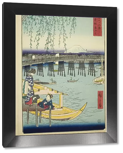 Ryogoku Bridge in the Eastern Capital (Toto Ryogoku), from the series 'Thirty-six Views... 1858. Creator: Ando Hiroshige. Ryogoku Bridge in the Eastern Capital (Toto Ryogoku), from the series 'Thirty-six Views... 1858. Creator: Ando Hiroshige