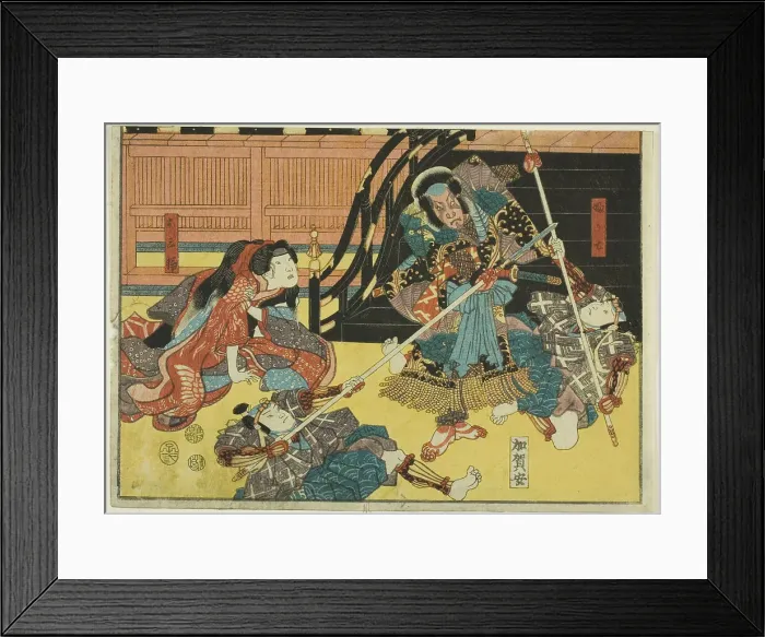 Framed Print : Actors as Fukashichi and Omiwa from the play Imoseyama, from an untitled series of... 1852. Creator: Utagawa Kunisada. Actors as Fukashichi and Omiwa from the play Imoseyama, from an untitled series of... 1852 Framed Print : Actors as Fukashichi and Omiwa from the play Imoseyama, from an untitled series of... 1852. Creator: Utagawa Kunisada. Actors as Fukashichi and Omiwa from the play Imoseyama, from an untitled series of... 1852