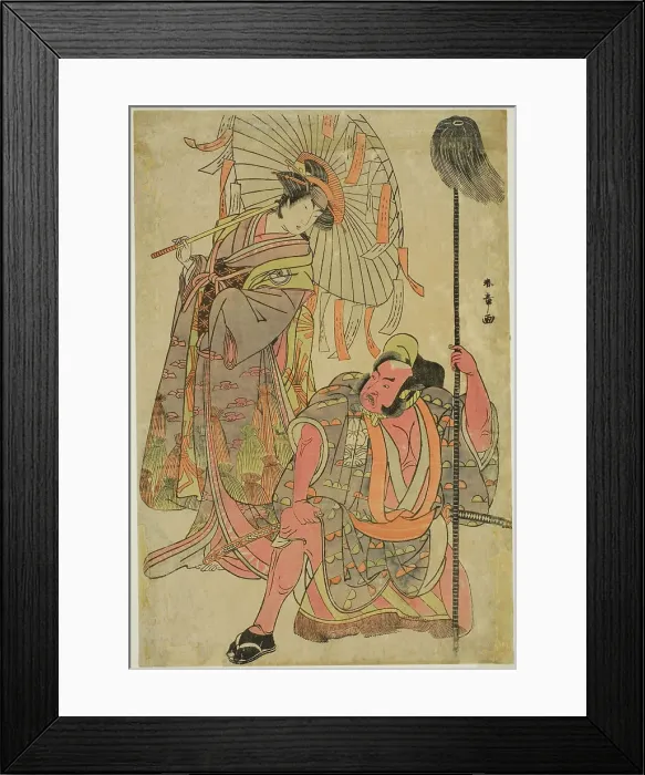 Framed Print : The Actors Ichimura Uzaemon IX as Hata no Daizen Taketora Disguised as the Yakko Matahe... c. 1781. Creator: Shunsho Framed Print : The Actors Ichimura Uzaemon IX as Hata no Daizen Taketora Disguised as the Yakko Matahe... c. 1781. Creator: Shunsho