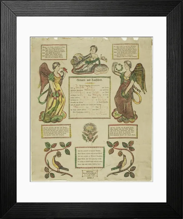 Framed Print : Birth and Baptism Certificate, 1814. Creator: Heinrich Ebner Framed Print : Birth and Baptism Certificate, 1814. Creator: Heinrich Ebner