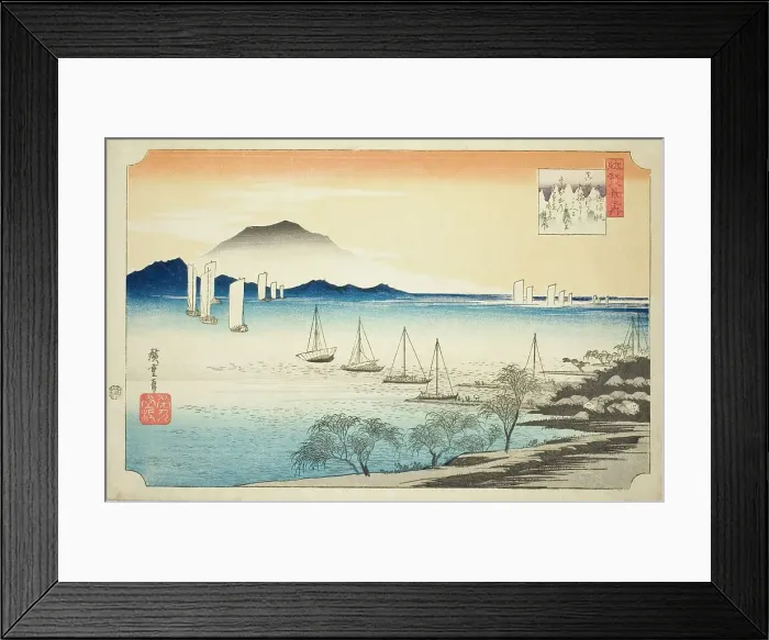 Framed Print : Returning Sails at Yabase (Yabase no kihan), from the series Eight Views of Omi... c. 1834. Creator: Ando Hiroshige. Returning Sails at Yabase (Yabase no kihan), from the series Eight Views of Omi... c. 1834. Creator: Ando Hiroshige Framed Print : Returning Sails at Yabase (Yabase no kihan), from the series Eight Views of Omi... c. 1834. Creator: Ando Hiroshige. Returning Sails at Yabase (Yabase no kihan), from the series Eight Views of Omi... c. 1834. Creator: Ando Hiroshige