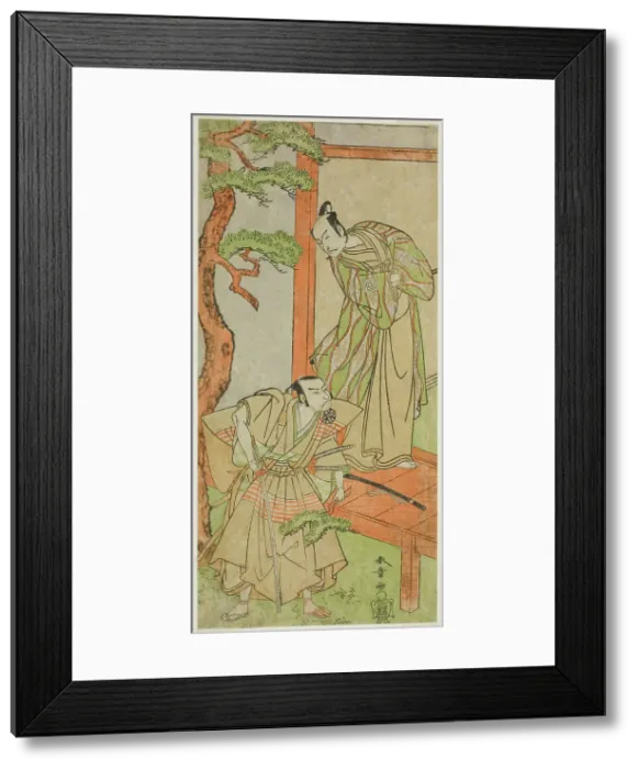 Framed Print : The Actors Ichikawa Danjuro V as Momonoi Wakasanosuke (right), and Nakamura Nakazo I as... c. 1771. Creator: Shunsho Framed Print : The Actors Ichikawa Danjuro V as Momonoi Wakasanosuke (right), and Nakamura Nakazo I as... c. 1771. Creator: Shunsho