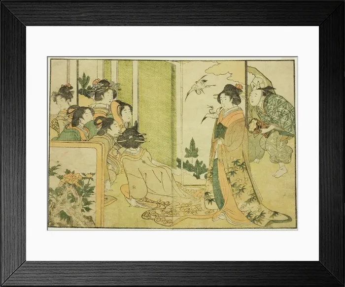 Framed Print : New Year Manzai Performance at a Feudal Lord's Mansion, from the illustrated book Picture... 1801. Creator: Kitagawa Utamaro. New Year Manzai Performance at a Feudal Lord's Mansion, from the illustrated book Picture... 1801 Framed Print : New Year Manzai Performance at a Feudal Lord's Mansion, from the illustrated book Picture... 1801. Creator: Kitagawa Utamaro. New Year Manzai Performance at a Feudal Lord's Mansion, from the illustrated book Picture... 1801