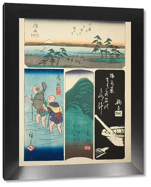 Shimada, Fujieda, Okabe, and Mariko, no. 6 from the series 'Cutouts of the Fifty-three... 1852. Creator: Ando Hiroshige. Shimada, Fujieda, Okabe, and Mariko, no. 6 from the series 'Cutouts of the Fifty-three... 1852. Creator: Ando Hiroshige